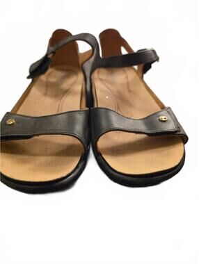 Revere Women's Black Leather Comfortable Slingback Sandals